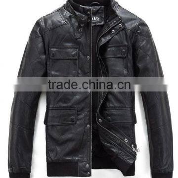 Mens Casual Zipper Faux Leather Jacket