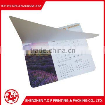 2016 custom made promotion mouse pad desk calendar printing service