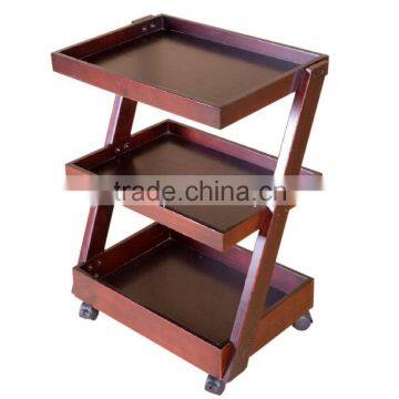 solid wood hand trolley/hair salon trolley/wood beauty salon trolley cart