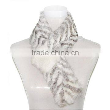 nature grey rabbit fur scarf stripe scarf KZ140017