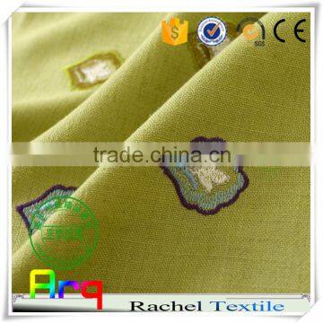 Peacock Green flower curtain fabric linen cotton embroidery curtain plaid embroidery cotton tablecloth fabric