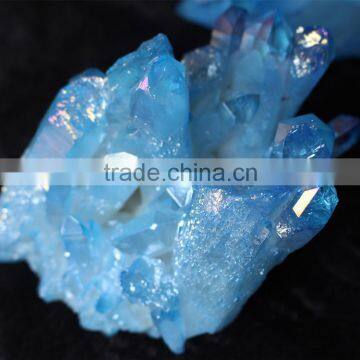 Coated Quartz Crystal Clusters With Flashy Aquamarine for Wholesale