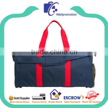 Fashion red handles polyester weekend travel bag high fashion