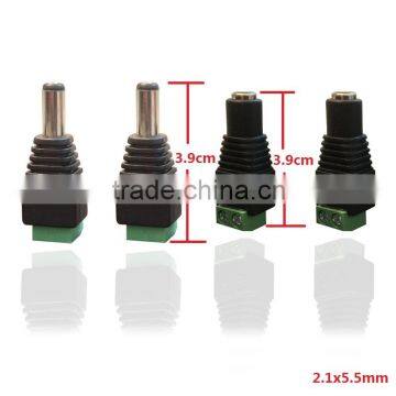 2.1mmx5.5mm DC plug with screw terminal block adapter male and female/Male Female 2.1 x 5.5mm DC Power Plug Jack Adapter