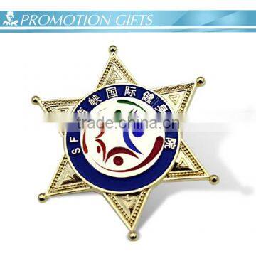 high quality custom star metal badge pin