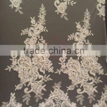 Beaded French Lace Fabric For Wedding