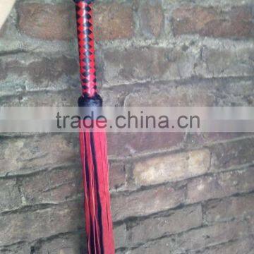 Black & Red 100% Genuine Real Leather Flogger Bull Hide Leather Whip