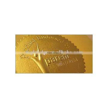 embossed golden sticker