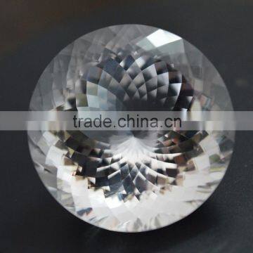 Natural Crystal Quartz Round Faceted Cut Colorless White Loose Gemstones