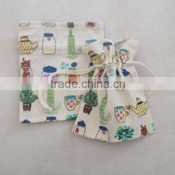 small mini linen drawstring bags with customerized design