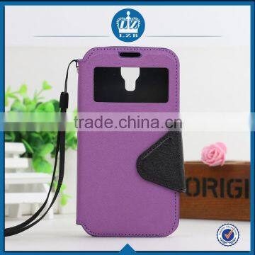 LZB Fashion contrast color series view windows funky PU leather case for Alcatel 6036