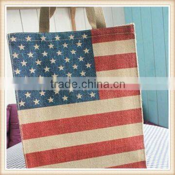 American Flag Lady Single Shoulder Bag Jute Bag