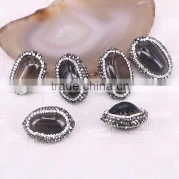 Smoke Brown Quartz Stone Beads Pave Crystal Rhinestone Gem stone Druzy Beads For Jewelry Design