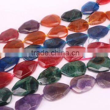 Full Strand Drop Faceted Agate Gemstone For Necklace Bracelat Jewelry Making Spacer Loose Beads