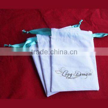 cotton jewelry pouches with blue drawstring