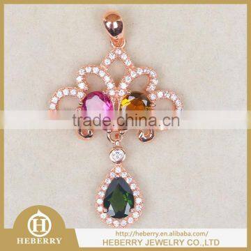 wholesale gemstone jewelry,natural tourmaline pendant in 925 silver