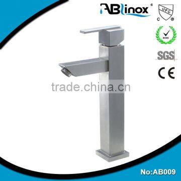 Square shape stainless steel basin tall faucet