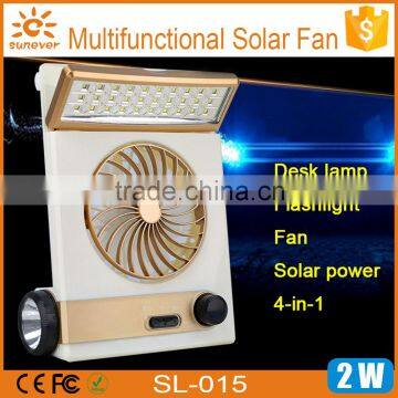 Factory hot selling LED Rechargable Solar Fan, Mullti-function solar charger LED solar light fan