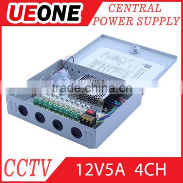 Factory proce CE approved 12V 5A CCTV power supply 4channels