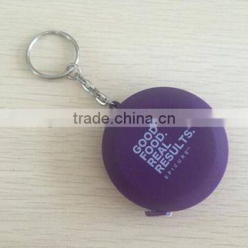 China Factory Advertising Round Shape Mini Tape Measure Keychain With Custom Logo