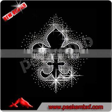 Beautiful Hot Fix Rhinestone Fleur De lis Design for T-shirt