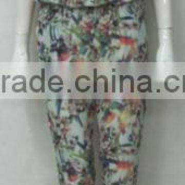 Pretty Steps 2015 adult clothes wholesale price custom fshion flower canvas printing pattern ladies jumpsuit