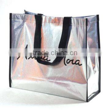 BSCI audit factory printed plastic bags/silver handbags/shopping bag