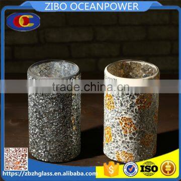 vertical wall cylinder glass candle holder mosaic