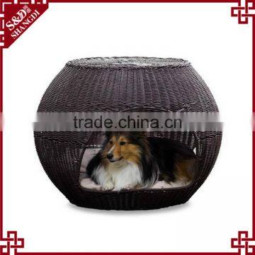 High quality dark brown PE wicker woven large dog house for sale