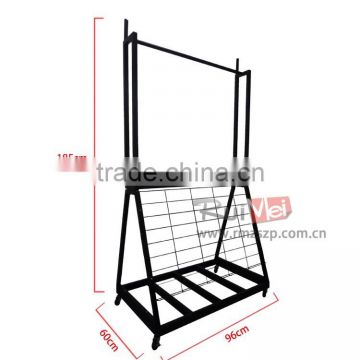 Floor-standing customized movable metal carpet display rack