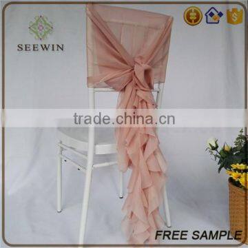 Fashionable Fancy Chaivari Lycra Curly Ruffles Chiffon Chair Sash Chair Hood for Banquet photo-2