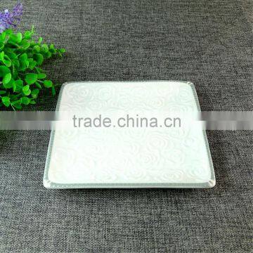 Rose Royal Printing Flat White Porcelain Square Dinner Plates Dishes Bulk photo-2
