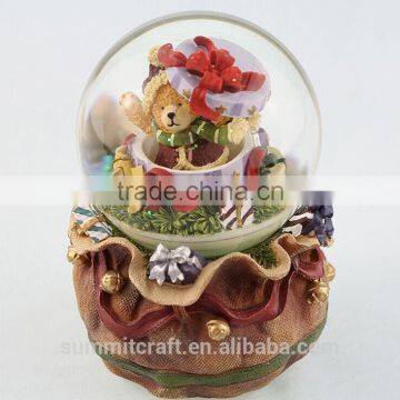 Resin Teddy Bear Music Box Musical Christmas Snow Globes photo-3