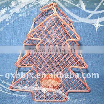 Red wire Christmas tree decorative candle holders