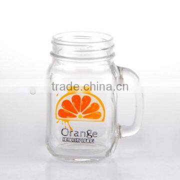 15oz Cute Fruit Decal Glass Mason Jar With Handle photo-2