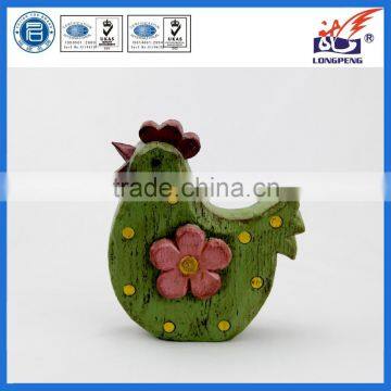 Hand Painted Resin Imitation Wood Rooster Figurine for Easter Home Decorations