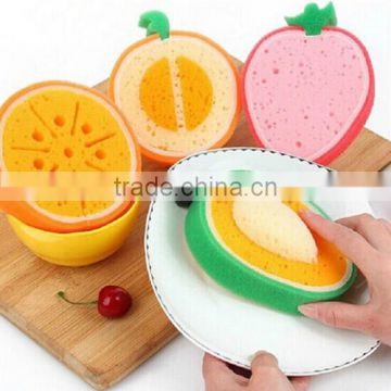 fruit orange shaped printing logo cleaning sponge / Sponge scourer