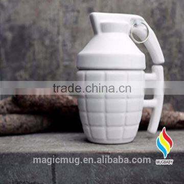 creative ceramic grenades shaped coffee mug with lid