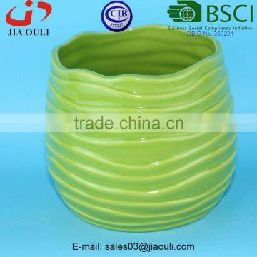BSCI Audit Factory Decorative Colourful Ceramic Wavy Surface Design Planter, Glazed Ceramic Flower Pot photo-2