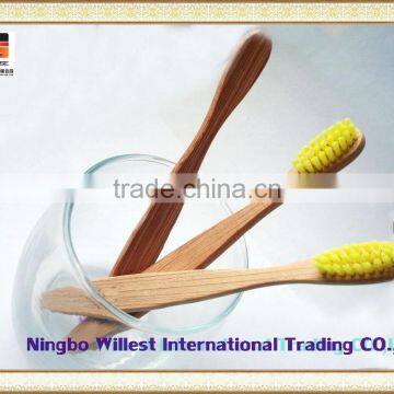 Yellow Color Bristle Thin Bamboo Handle Adult Personalized Toothbrush photo-4