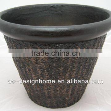 ROUND STACKABLE BROWN NATURAL PU FOAM PLANTER