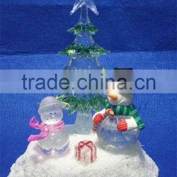 Acrylic LED Artificial Christmas Green Tree With Snowman photo-2