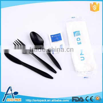 Wholesale aviopack eco friendly black PS plastic cutlery