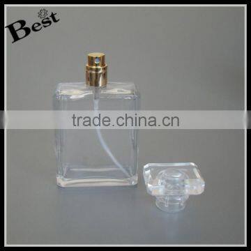 100ml Simple Best Sale Cosmetic Clear Empty Square Glass Perfume Bottle With Golden Metal Spray Plastic Cap Bulk Buy From China photo-2