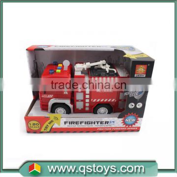 Plastic friction power fire car with light and music,toys for kid