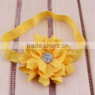 Fabric Flower Headband With Rhinestone in Center for Kids Hair Accessories photo-3