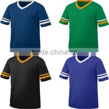 Sports Jersey Summer Cool Men Tee Cotton Sportswear Knit Contrast Two Tone Stripe Sleeve T Shirt Football Jersey New Model