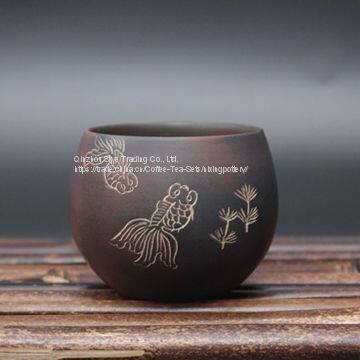 Chinese Qinzhou Nixing Pottery Handmade Tea Cup Goldfish Cup Kungfu Tea Large Tea Cup