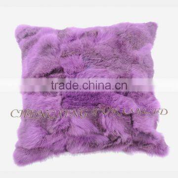 CX-D-17 Home Decoration Pillow Patchwork Real Rabbit Fur Cushion & Pillow Cover photo-3