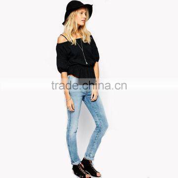 China factory wholesale women new design pattern jeans pants